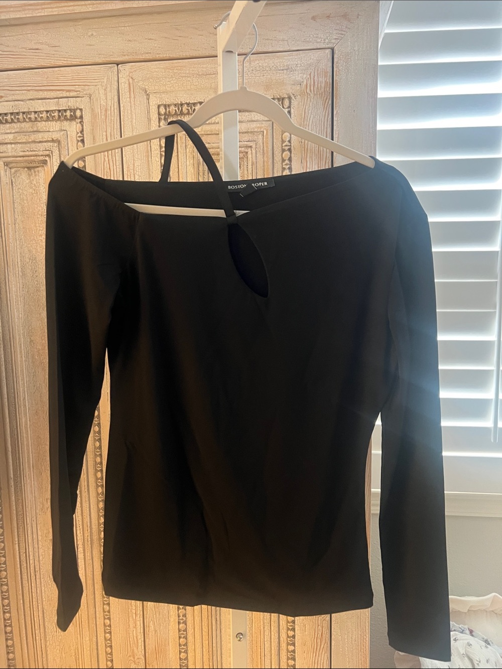 Boston Proper Black One-Shoulder Keyhole cut out Top